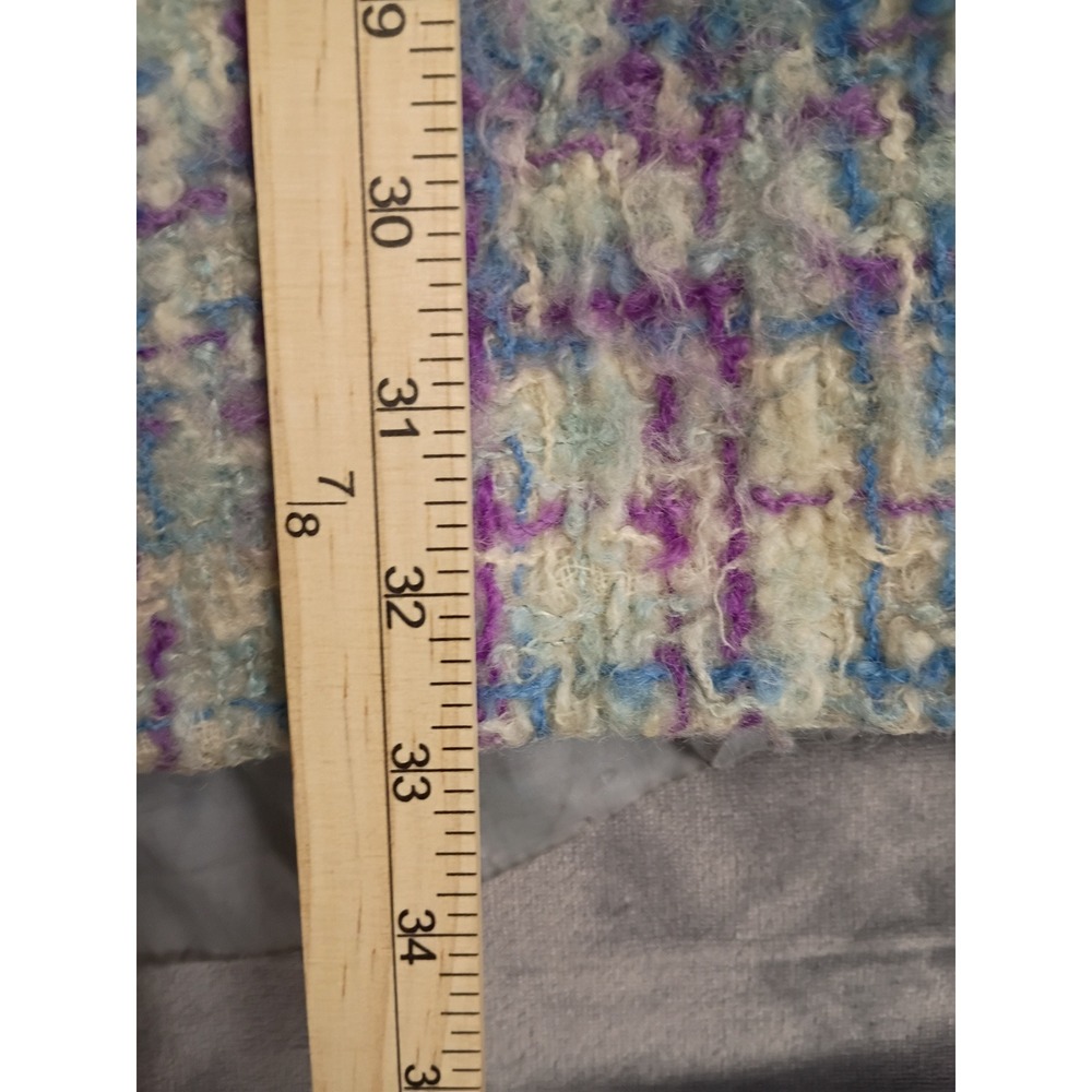 Gus Mayer Tweed Coat Womens Vintage Purple Blue Plaid Mod Longline Funnel Neck - Picture 6 of 12